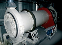 Rotary drum cooler for calcined gypsum products