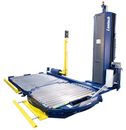 Semi-automatic turn-table stretch wrapper
