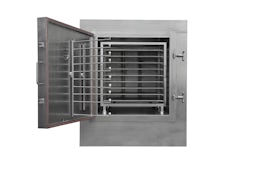 Vacuum tray dryer with clean-in-place system