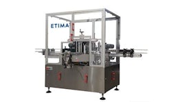 Self-adhesive linear labeling machine for bottles